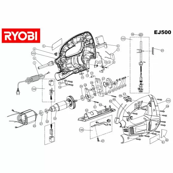 Ryobi EJ500 Spare Parts List Type: 5133000536